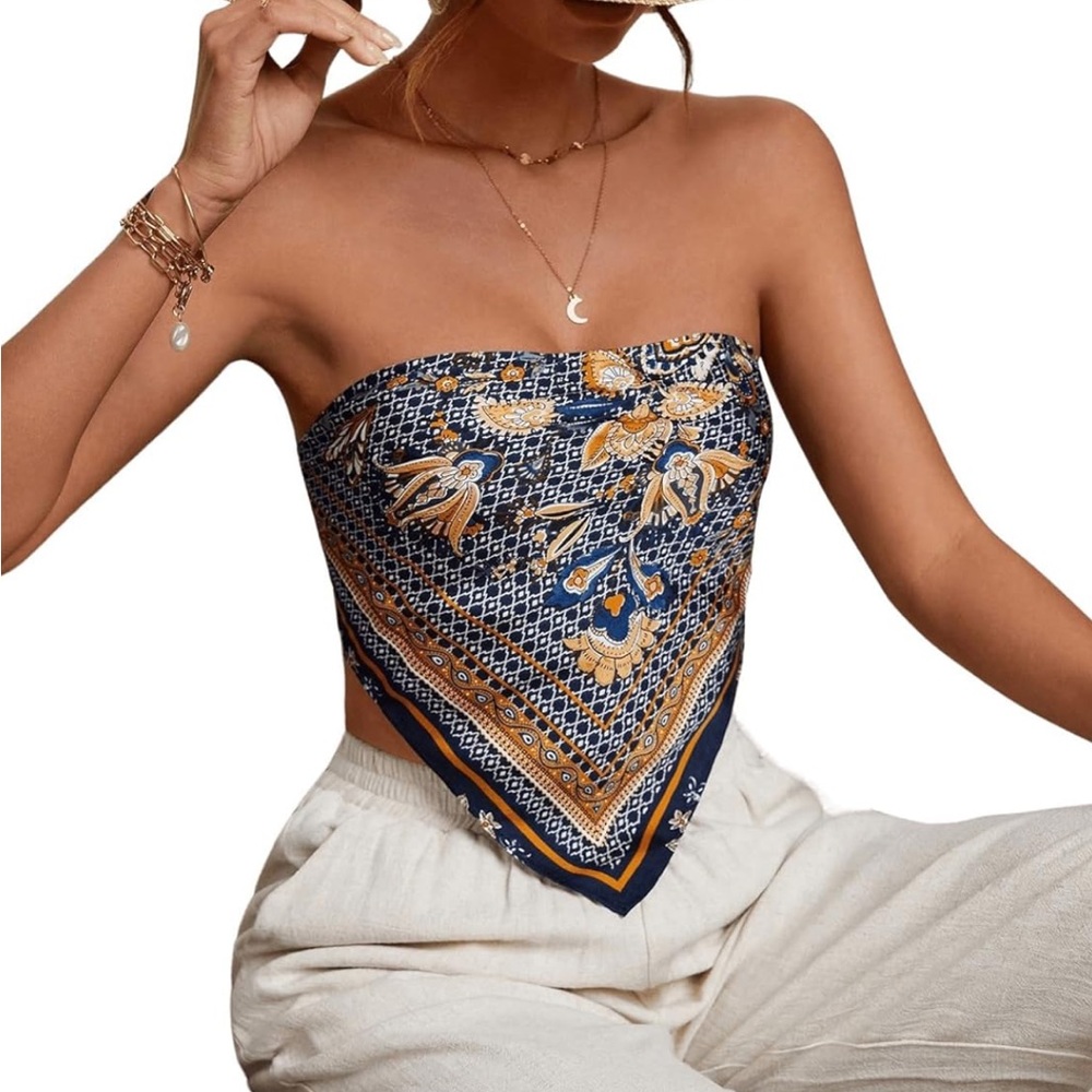 Tie Back Strapless Bandana Tube Top